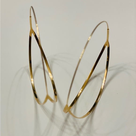 Lana Jewelry 14K yellow Gold Flirt Split hoops 3" long - Picture 7 of 16